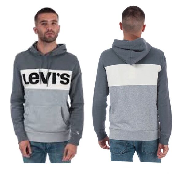 💥LEVI’S Gray logo drawstring pull over hoodie size small - Picture 2 of 12